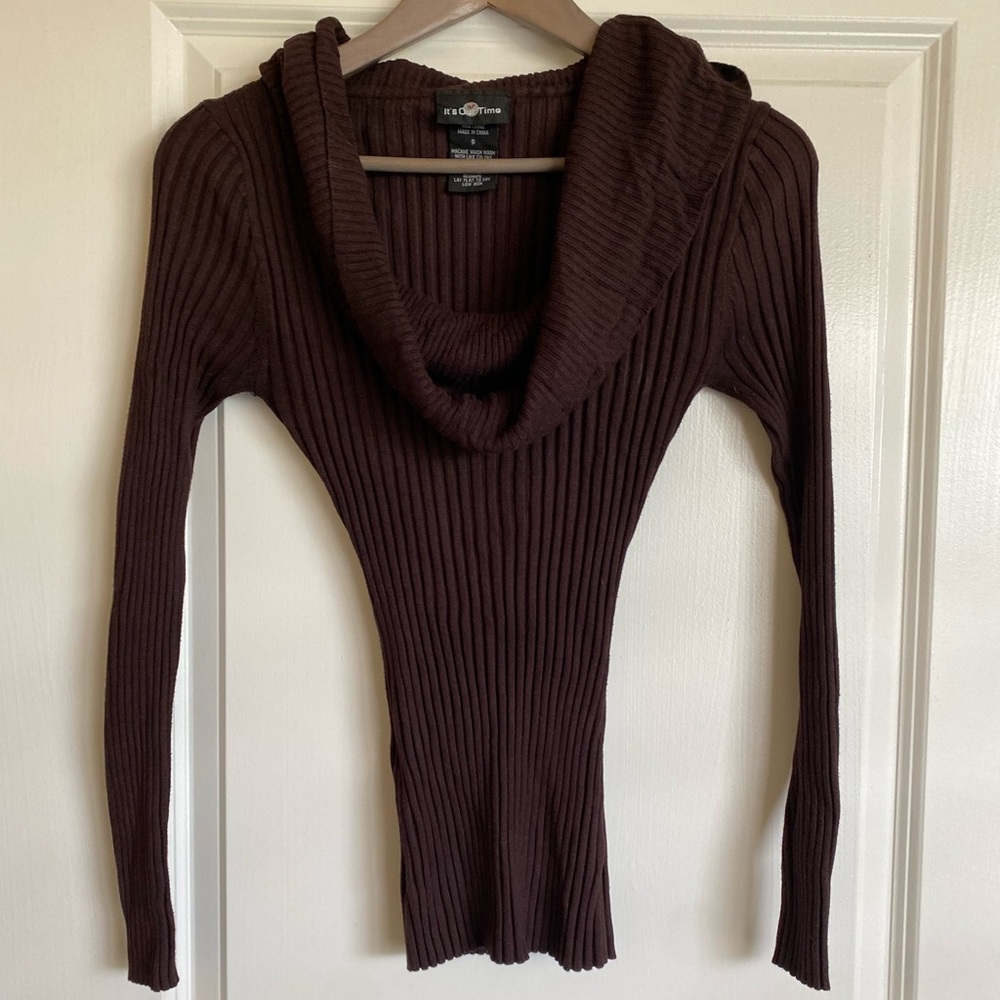 Deep Chocolate Brown Cowl Neck Sweater